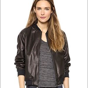Rag & Bone Black Leather Bomber Jacket